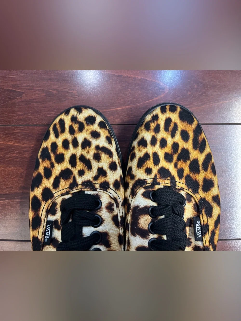 Womens 8.5 Vans Authentic Lowpro Leopard Print Low Top Shoe Sneaker New HALF BOX